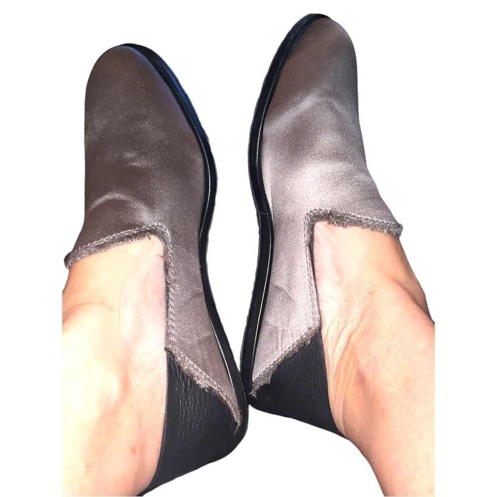 ▶️ Pedro Garcia Espana ◀️ Gray Silk Satan Raw Edge Slip On Flats 37.5 - Picture 13 of 16